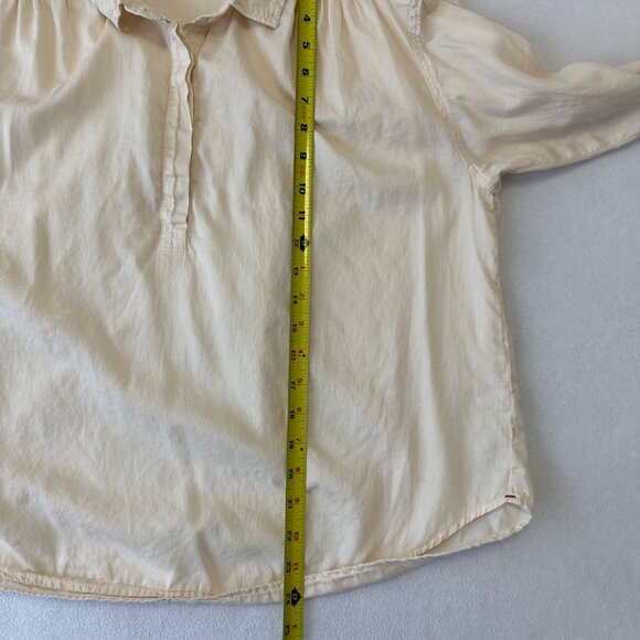 Xirena 100% Cotton Long Sleeve Popover Top Size M Cream Ivory Lightweight READ - Picture 10 of 11